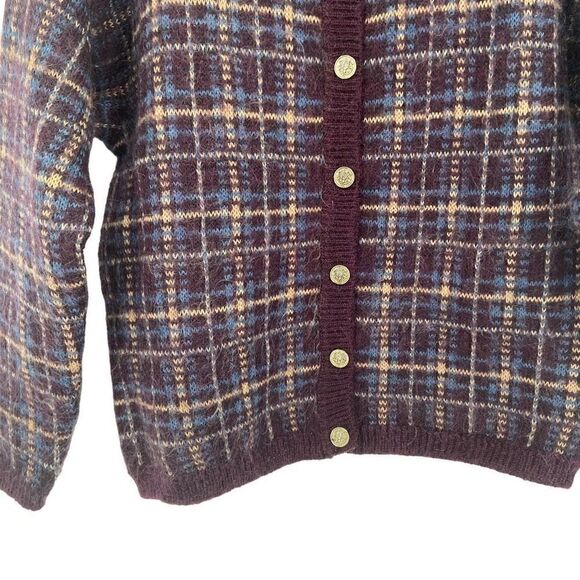 Equorian Heritage Mohair Blend Vintage Cardigan Sweater Medium Burgundy - Picture 4 of 9